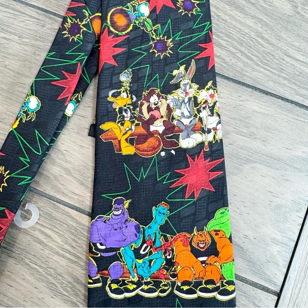 Vintage 90’s SPACE JAM Warner Bros Looney Tunes Men’s Tie - Black